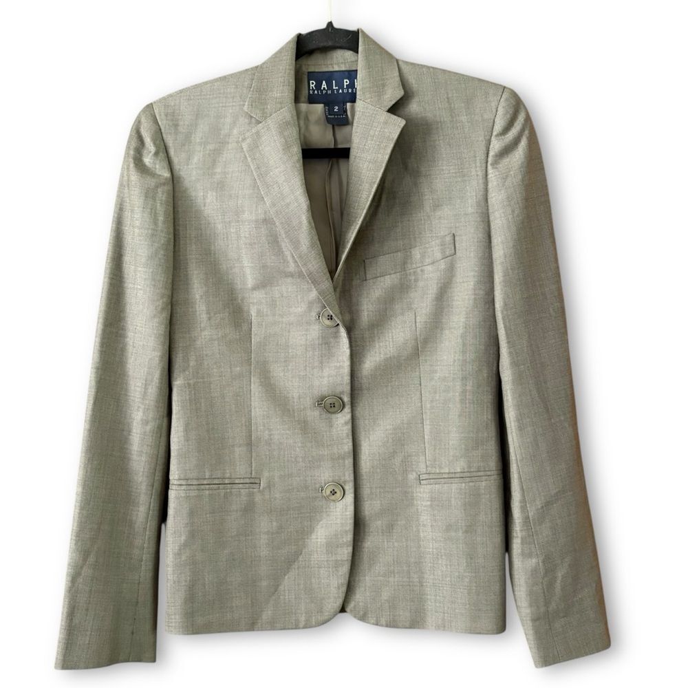 Vintage 90s Ralph Ralph Lauren Tan Wool Blazer Size 2 Old Money Classic